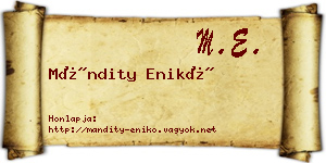 Mándity Enikő névjegykártya
